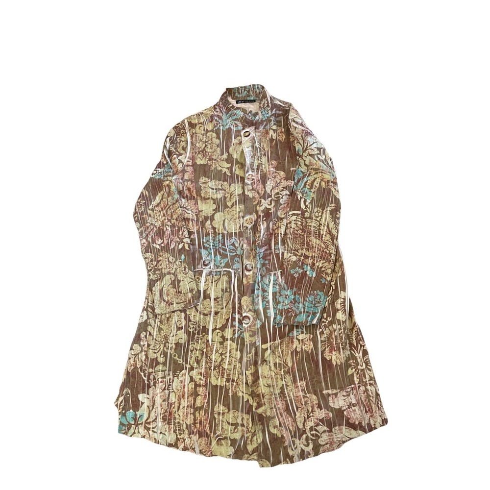 Mechant Brown Green And Blue Open Jacket/robe Suede XL‎ Women's